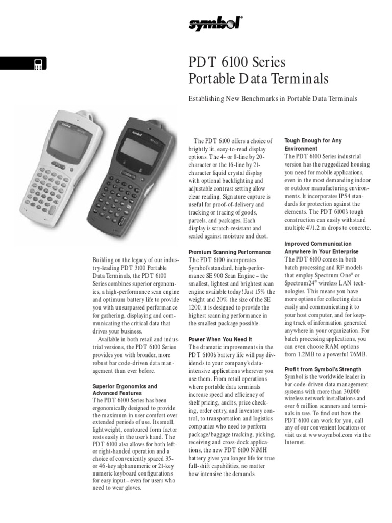 PDT 6100 Series Portable Data Terminals PDF Image Scanner Computer Terminal