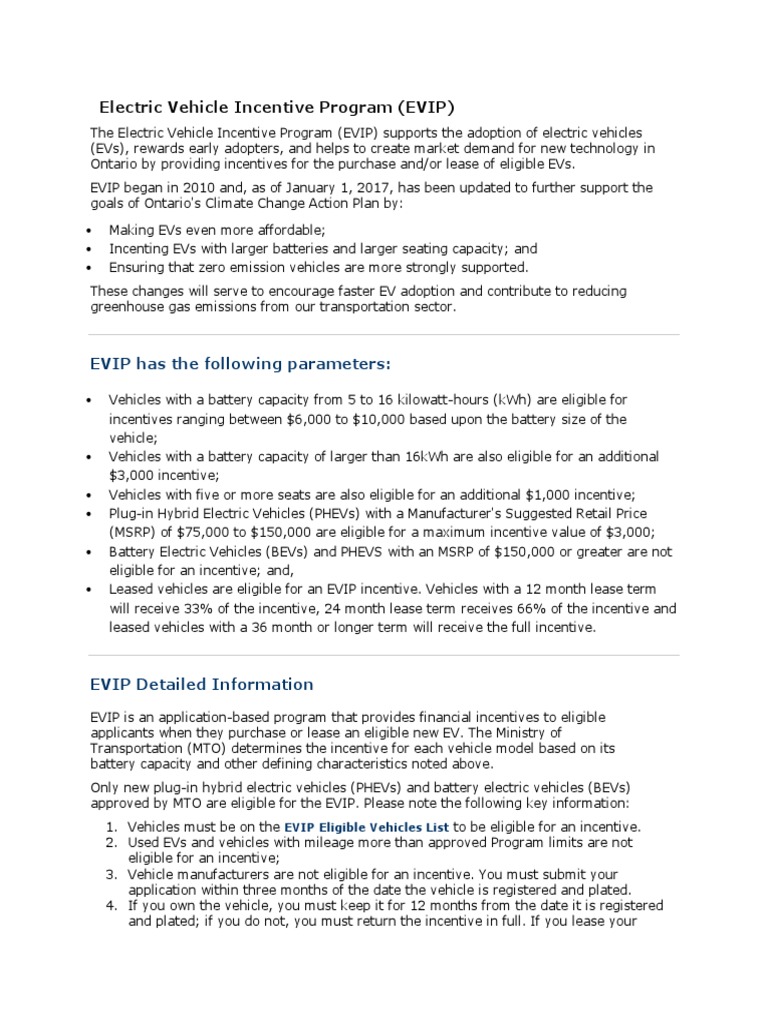 Electric Vehicle Incentive Program (EVIP) PDF Electric Vehicle
