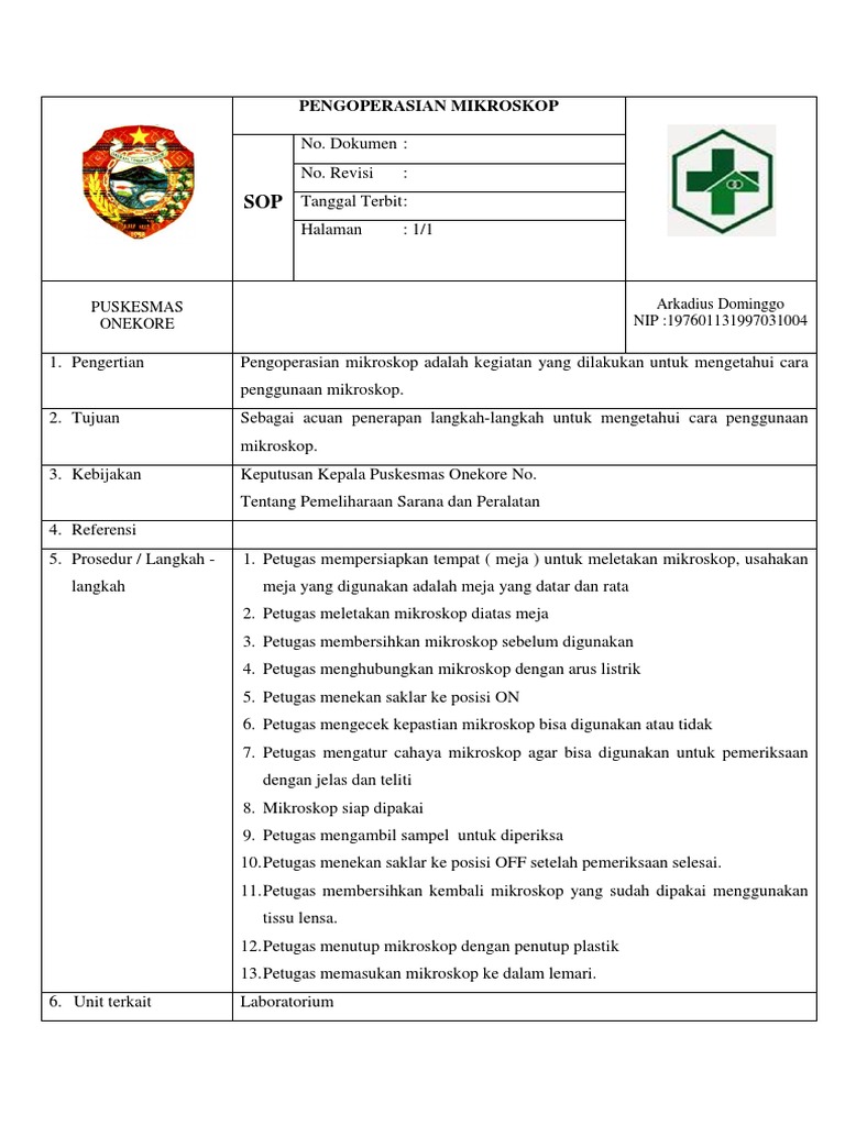 Pengoperasian Mikroskop Puskesmas Onekore Arkadius