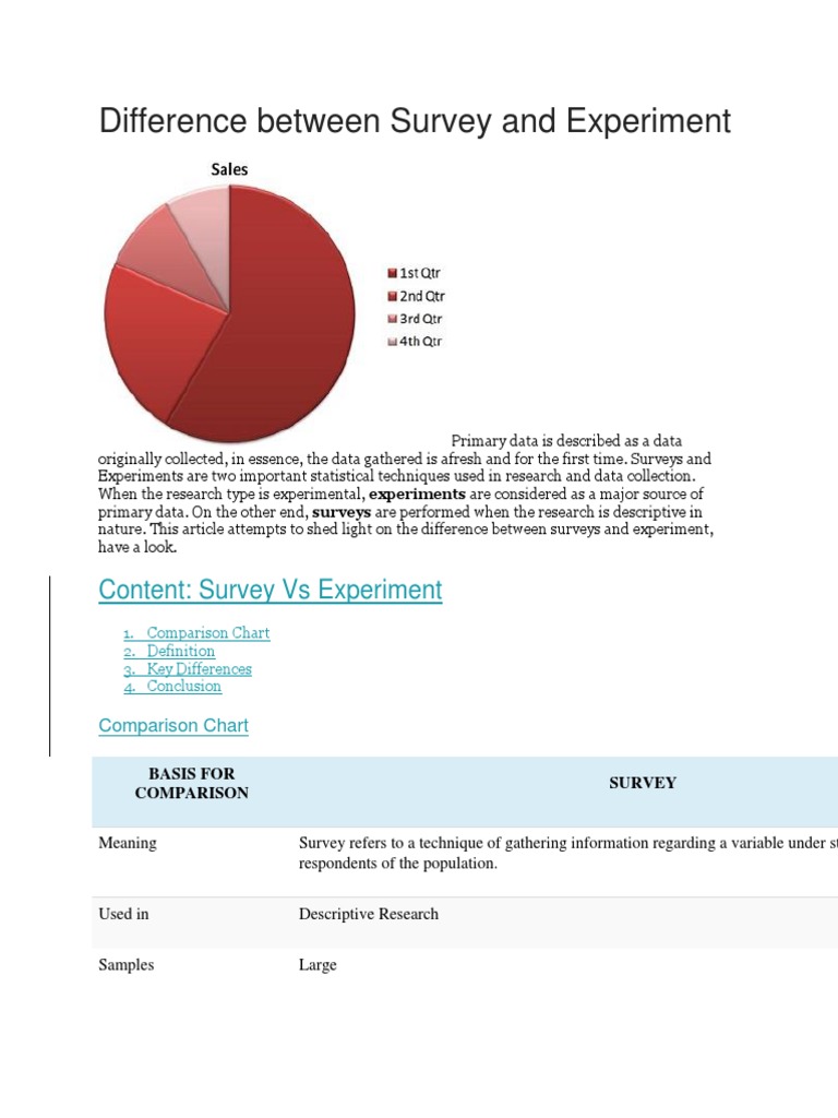 Difference Between Survey And Experiment Pdf Survey Methodology