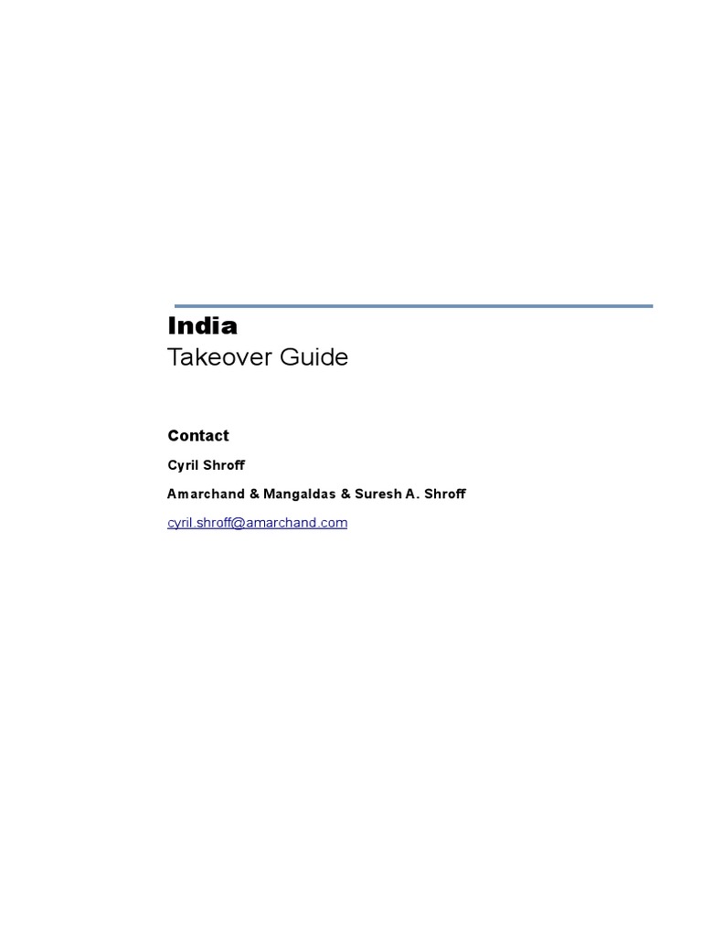 Takeover Guide - India | PDF | Takeover | Mergers And Acquisitions
