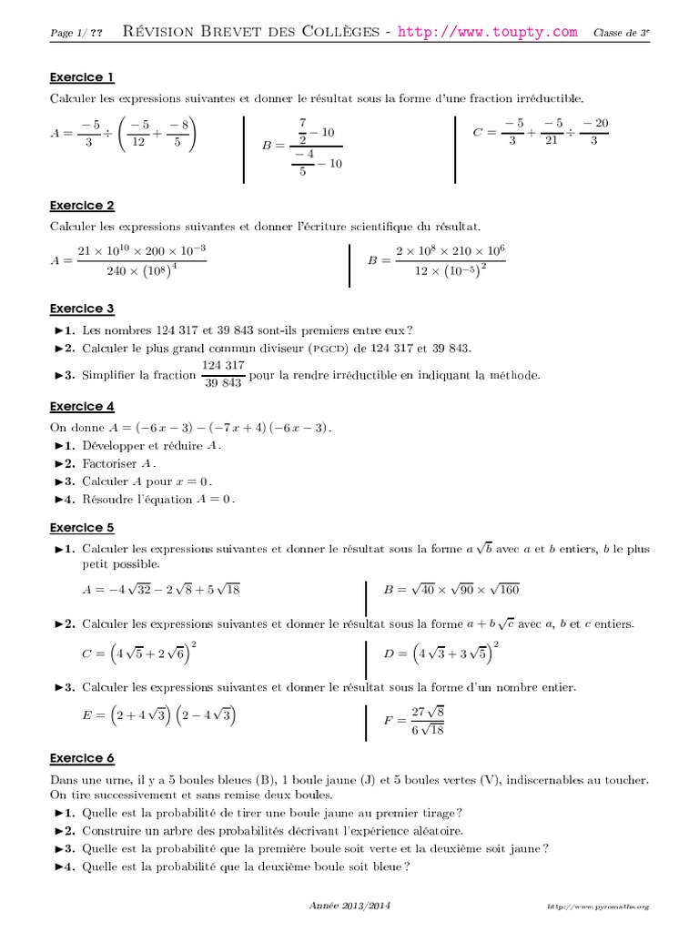 Exercices Corrigés Fractions 3ème Pdf Exercices Calcul 3eme 1 PDF | PDF | Théorie des nombres | Mathématiques  discrètes