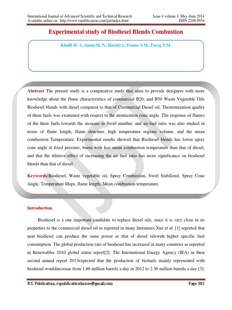 Biodiesel Blends Combustion Study | PDF | Biodiesel | Diesel Engine