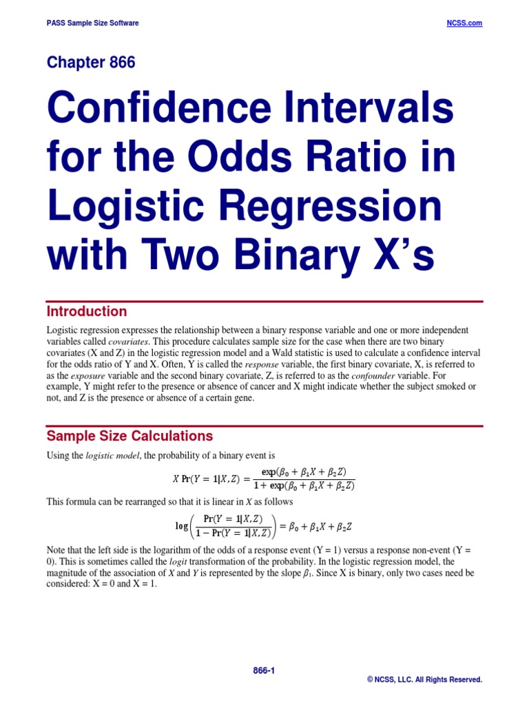 Confidence Intervals For The Odds Ratio in Logistic Regression With Two ...