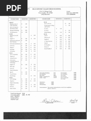 high school transcript