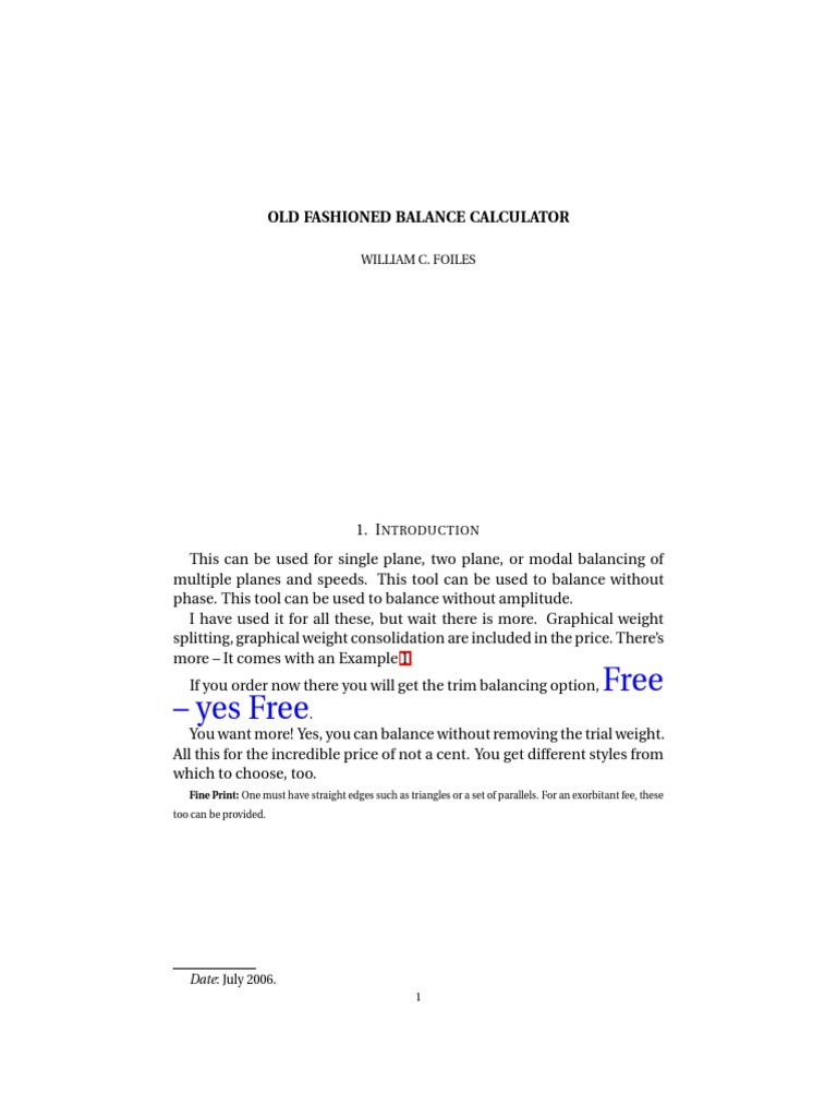 Old Fashioned Balance Calc | PDF | Teaching Mathematics