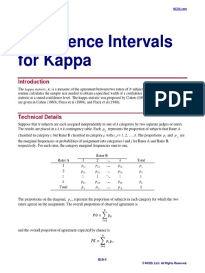 Confidence Intervals For Kappa PDF | Standard Deviation Interval