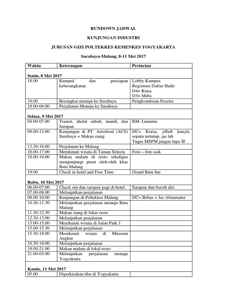 Rundown Jadwal | PDF