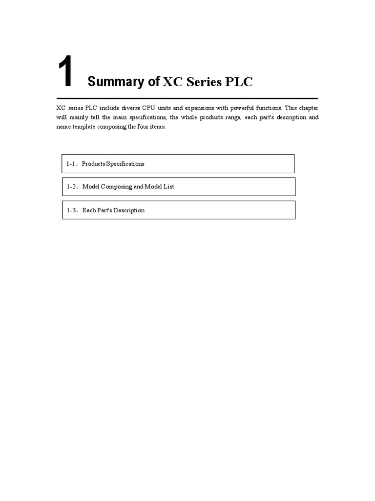 XC Series PLC Overview and Specs | PDF | Programmable Logic Controller ...