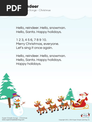 Lyrics Poster Hello Reindeer Pdf Pdf Santa Claus Christmas Traditions