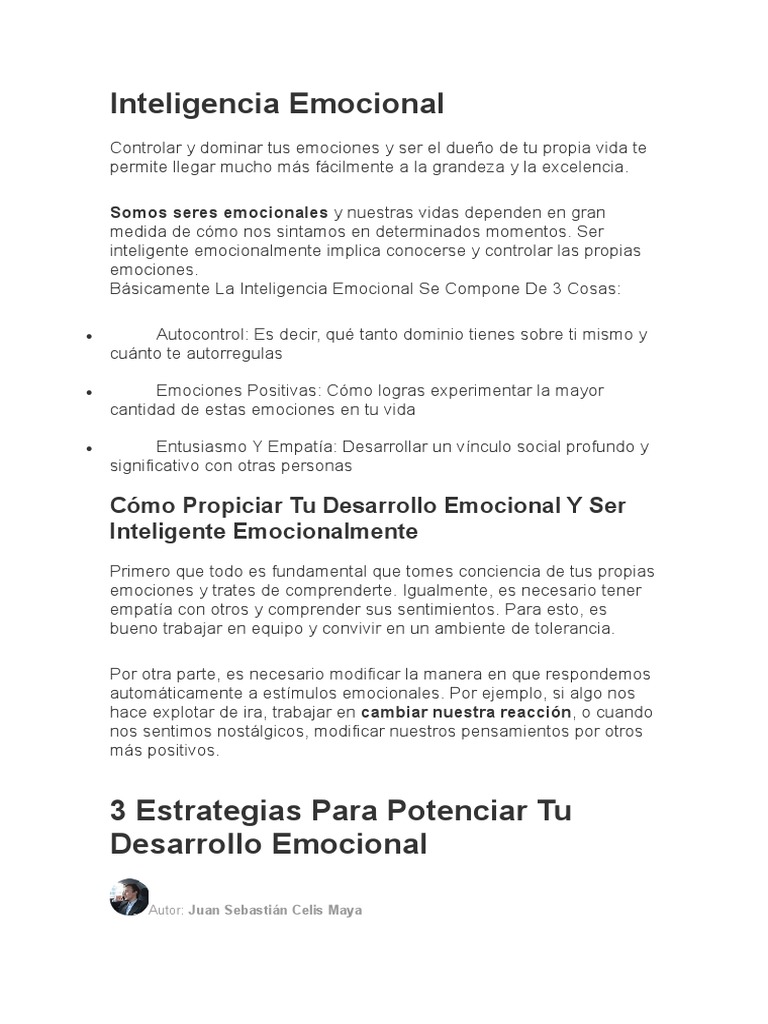Inteligencia Emocional | PDF | Inteligencia emocional | Las emociones