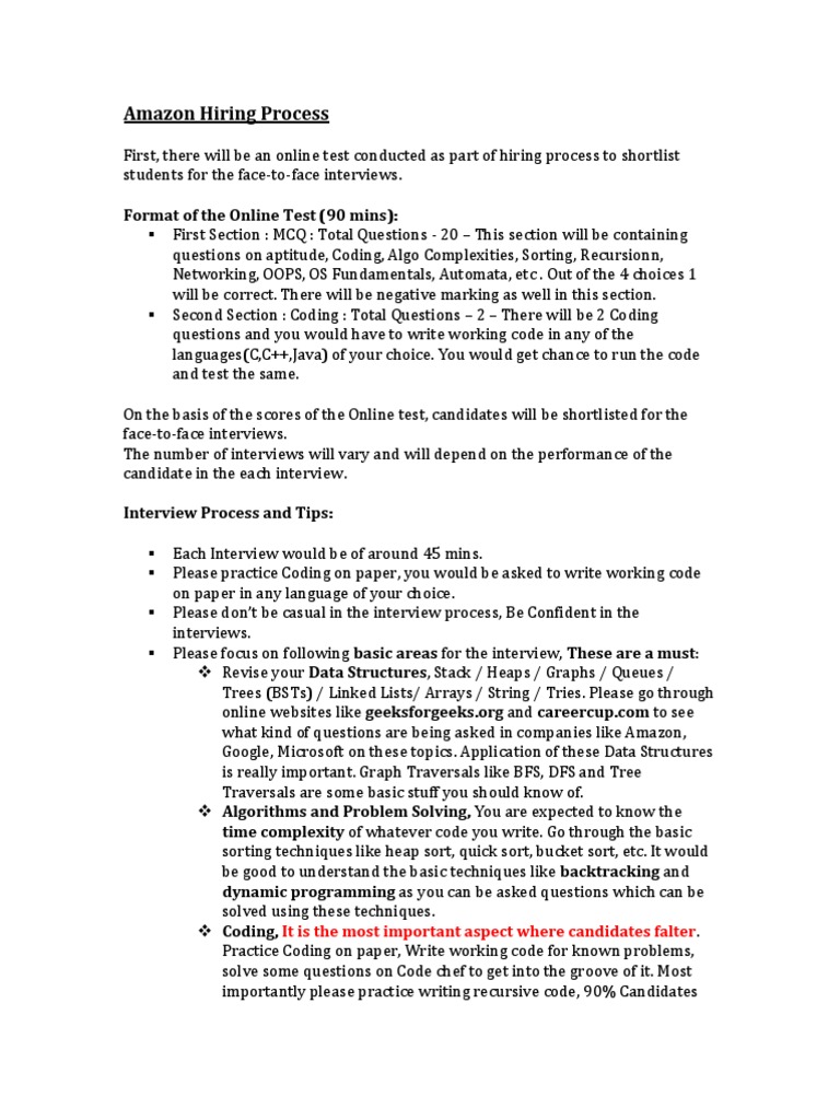 Amazon Hiring Process Tips Computer Programming Computer Engineering