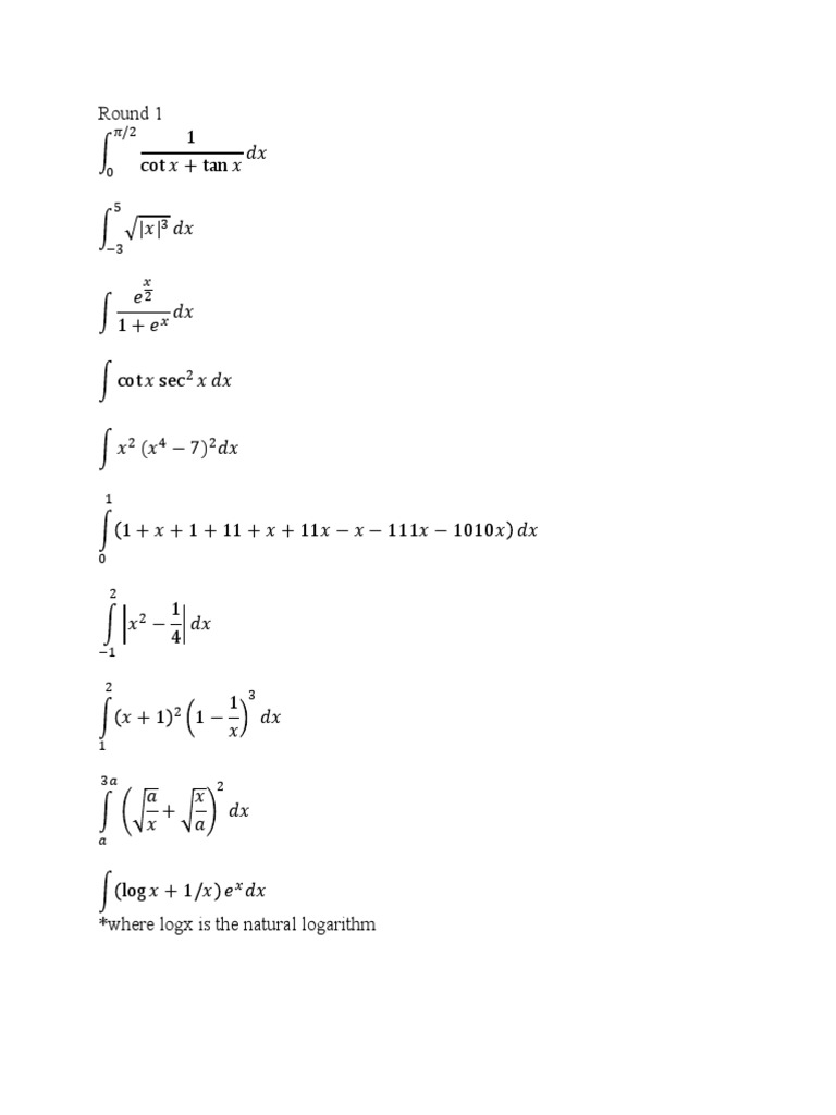 Integration Bee 2015 | PDF