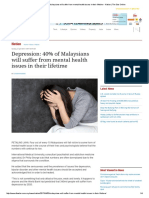 Depression - 40% of Malaysians Will Suffer From Mental Health Issues in Their Lifetime - Nation - The Star Online