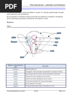 Answers: Plant Reproduction - Pollination and Fertilisation Teaching Notes