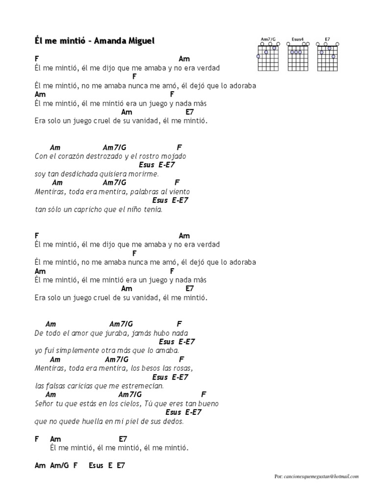 Amanda Miguel - Él Me Mintió | PDF