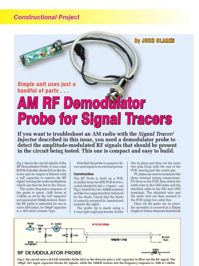 RF Probe for Signal Tracers Electrical Connector Printed Circuit Board