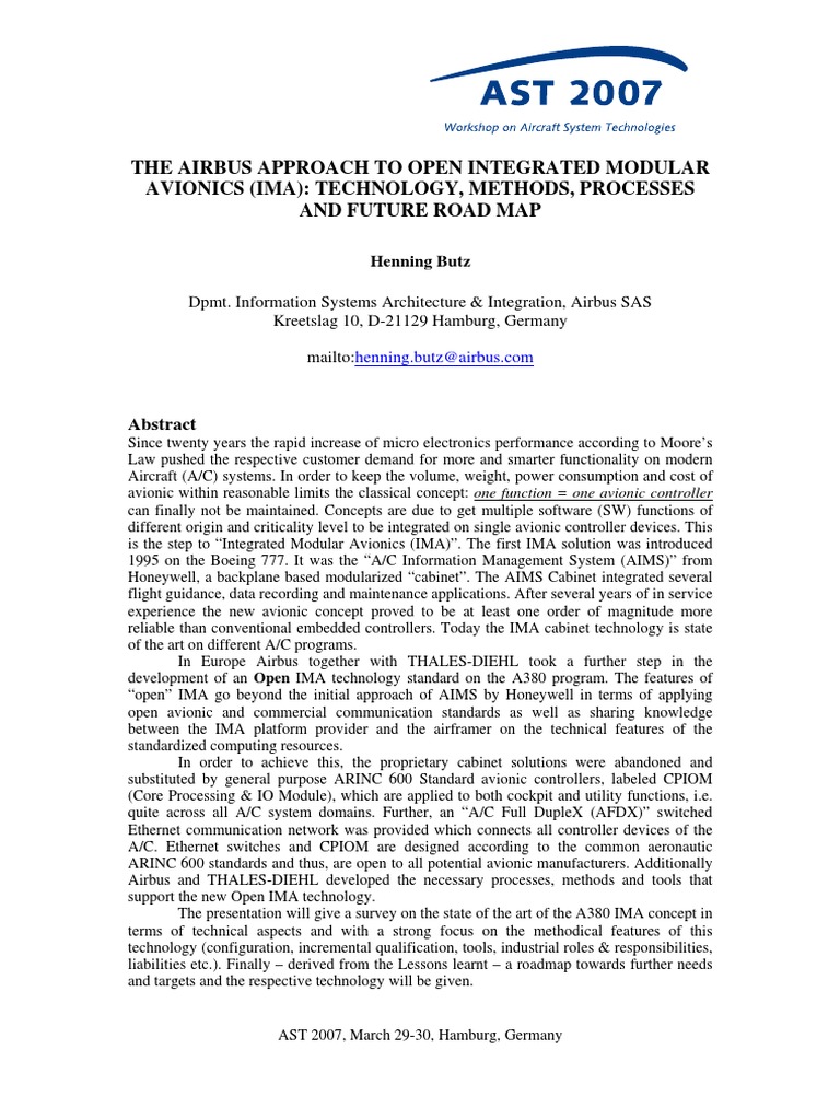 Intergrated Modular Avionics | PDF | Avionics | Computer Engineering