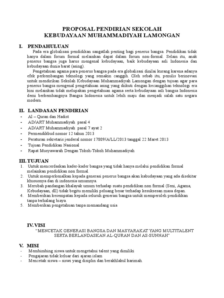 Proposal Pendirian Sekolah Sd