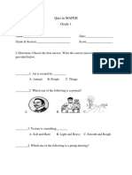 Quiz in MAPEH 1,2, and 3