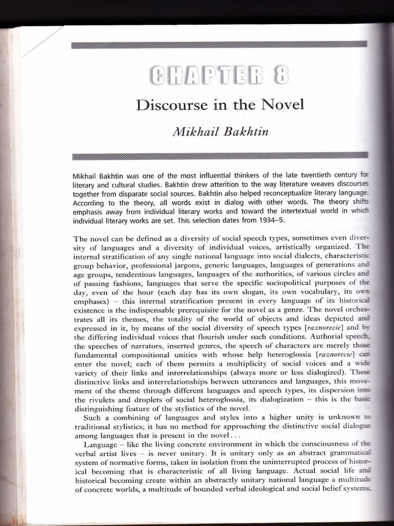 Bakhtin's Discourse in the Novel Explained PDF Social