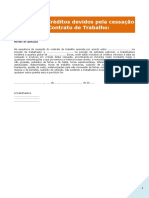 Recibo Dos Créditos Devidos Pela Cessação Do Contrato de Trabalho