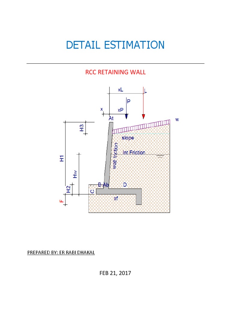 RCC Retaining Wall Estimation | PDF
