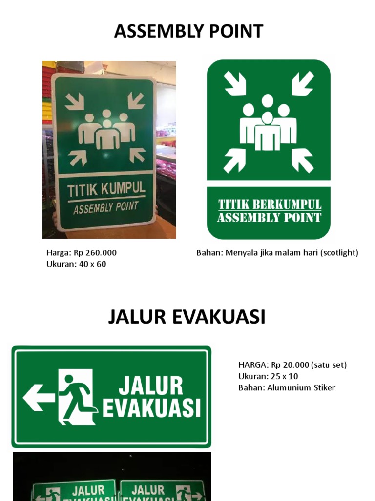 Assembly Point and Evacuation Route Items | PDF