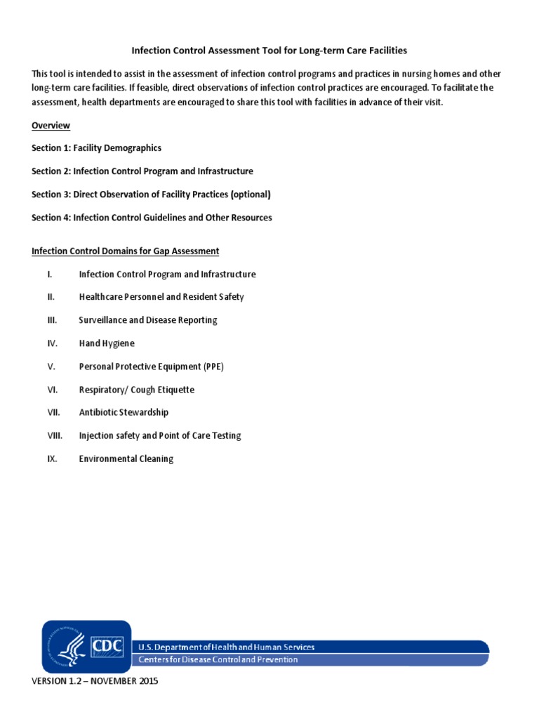 CDC IC Assessment Tool LTCF PDF Infection Control Antibiotics
