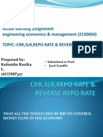 Active Learning Assignment Engineering Economics & Management (2130004) Topic:-Crr, SLR, Repo Rate & Reverse Repo Rate