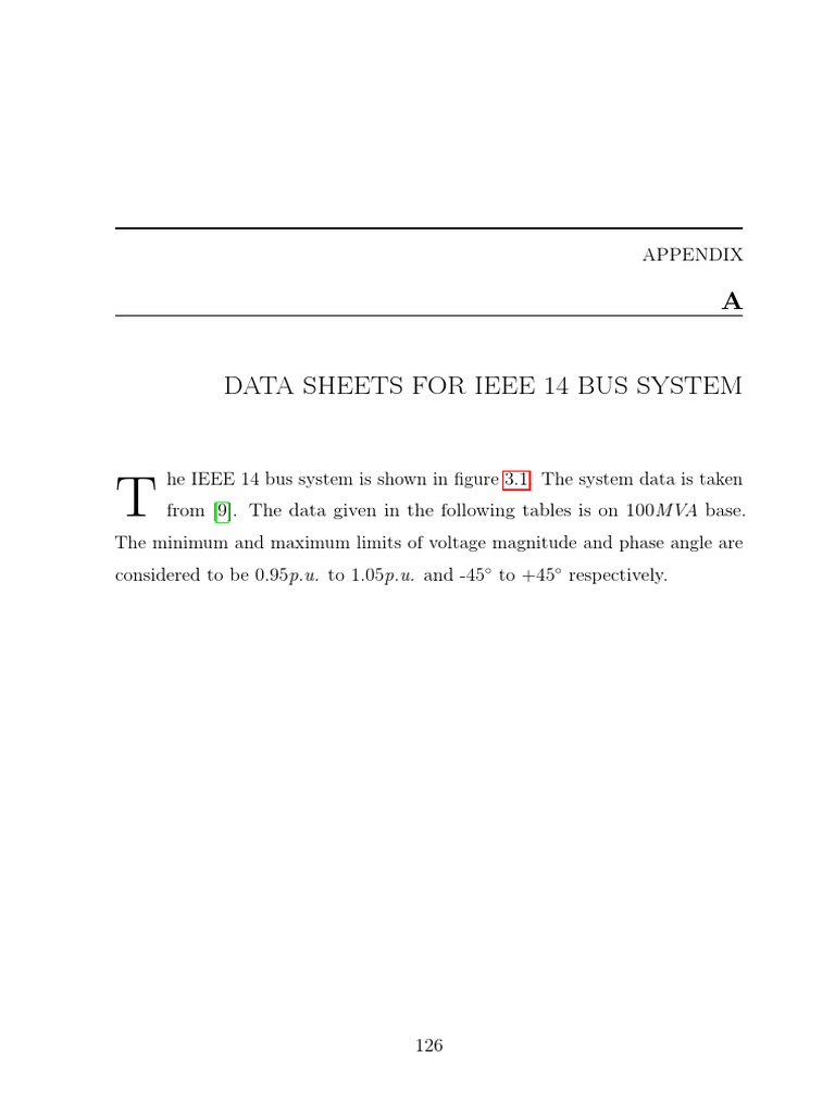 Data Sheets For Ieee 14 Bus System