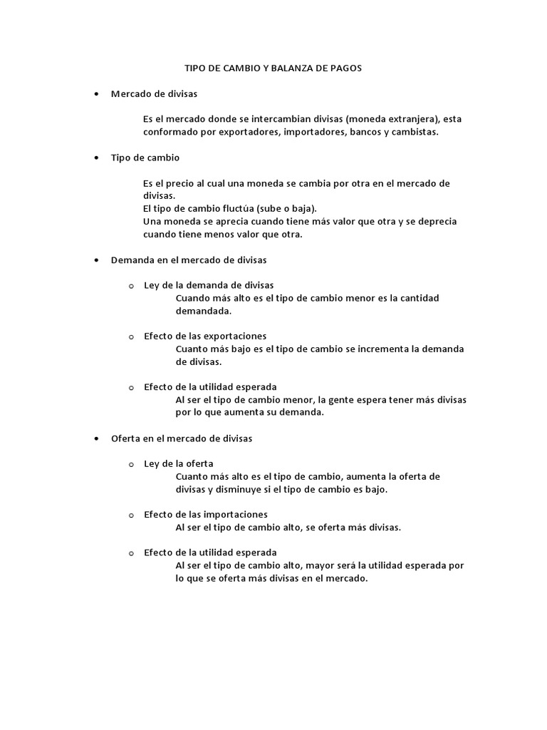 Tipo de Cambio y Balanza de Pagos | PDF | Tipo de cambio | Oferta ...
