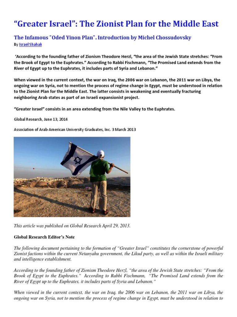 Greater Israel The Yinon Plan Zionism Israel