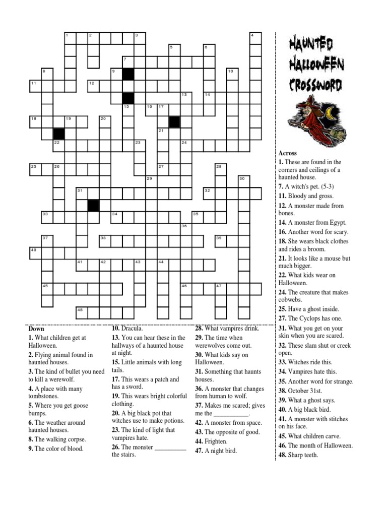 Ultimate Halloween Crossword PDF Monsters Halloween