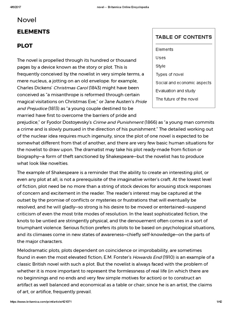 Novel Britannica Online Encyclopedia PDF Narration Novels