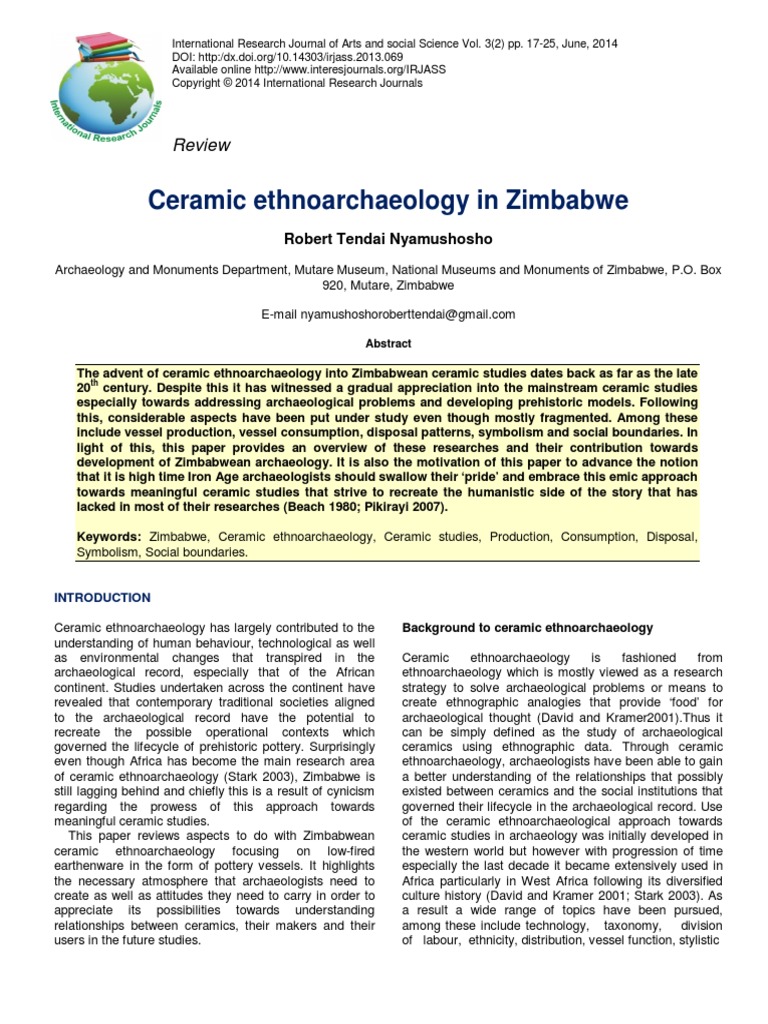 Ceramic Ethnoarchaeology in Zimbabwe | PDF | Pottery | Archaeology