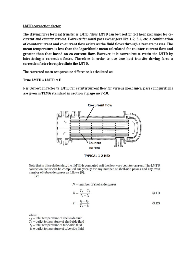 LMTD Correction Factor Heat Exchanger Heat