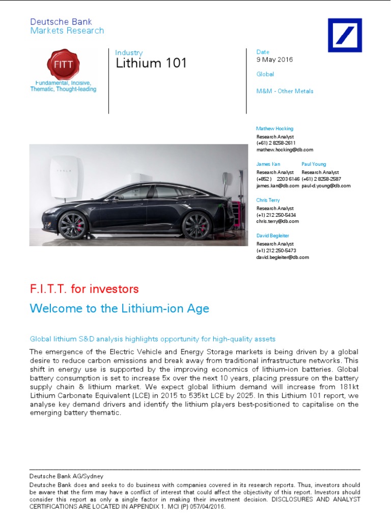Lithium Report Electric Vehicle Lithium