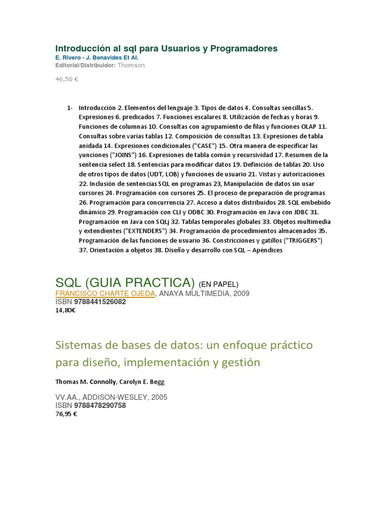 Guía Completa de SQL y Bases de Datos | PDF | SQL | Bases de datos