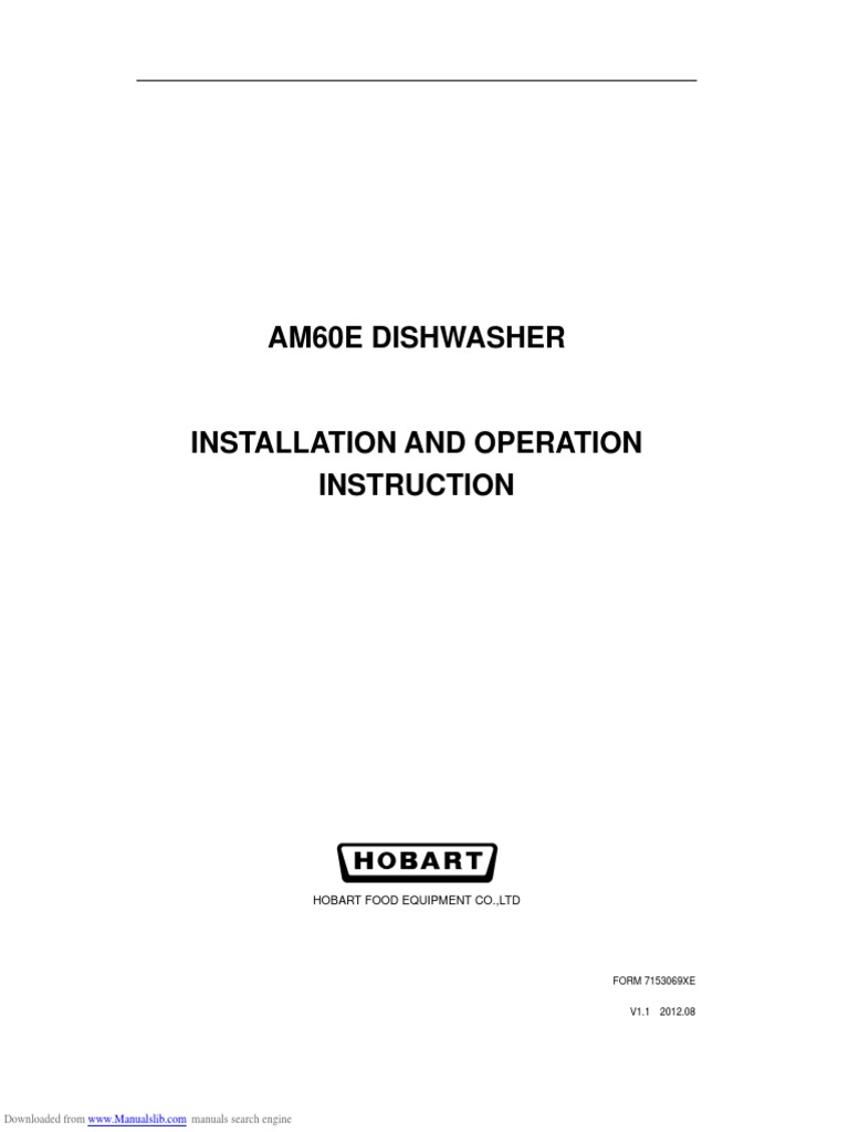 Hobart Am60e Pdf Dishwasher Valve