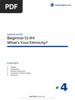 Beginner S1 #4 What's Your Ethnicity?: Lesson Notes