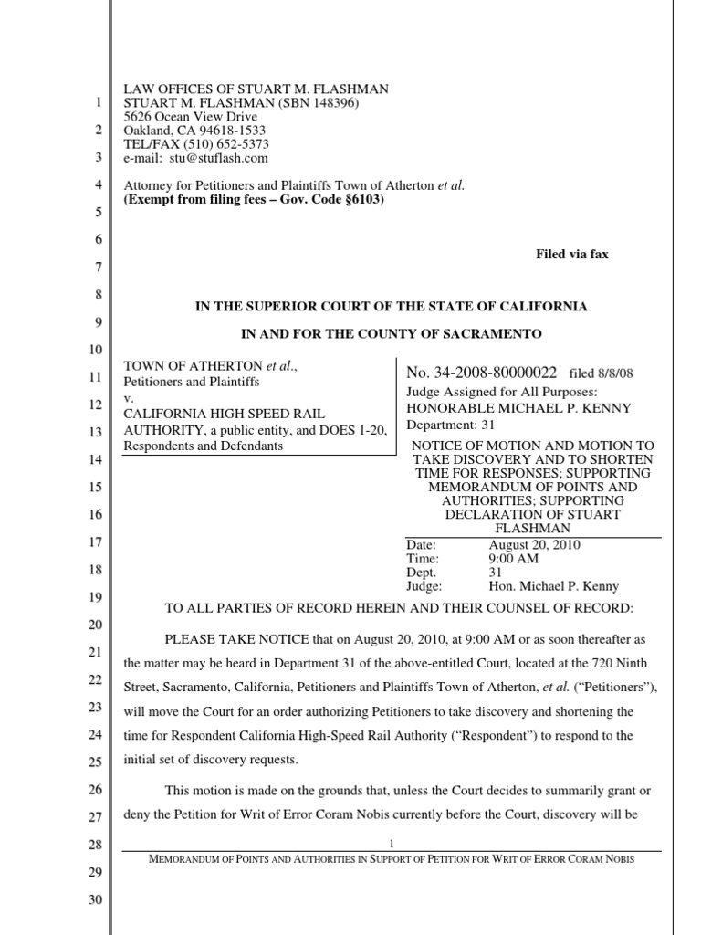 HSR 15 Motion For Discovery PDF Coram Nobis Discovery (Law)
