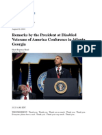 Remarks by President Barack Obama Regarding The End of The War in Iraq at Disabled Veterans of America Conference in Atlanta Georgia August 2nd 2010