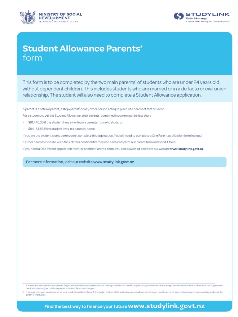 Student Allowance Parents Pension Dividend