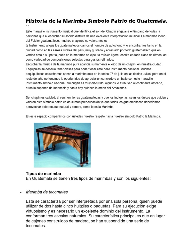 Historia de La Marimba Símbolo Patrio de Guatemala Guatemala Artes
