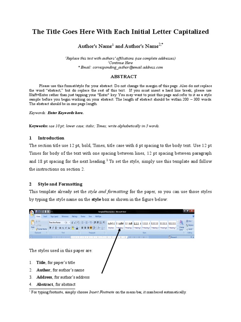 The Title Goes Here With Each Initial Letter Capitalized: Author's Name ...