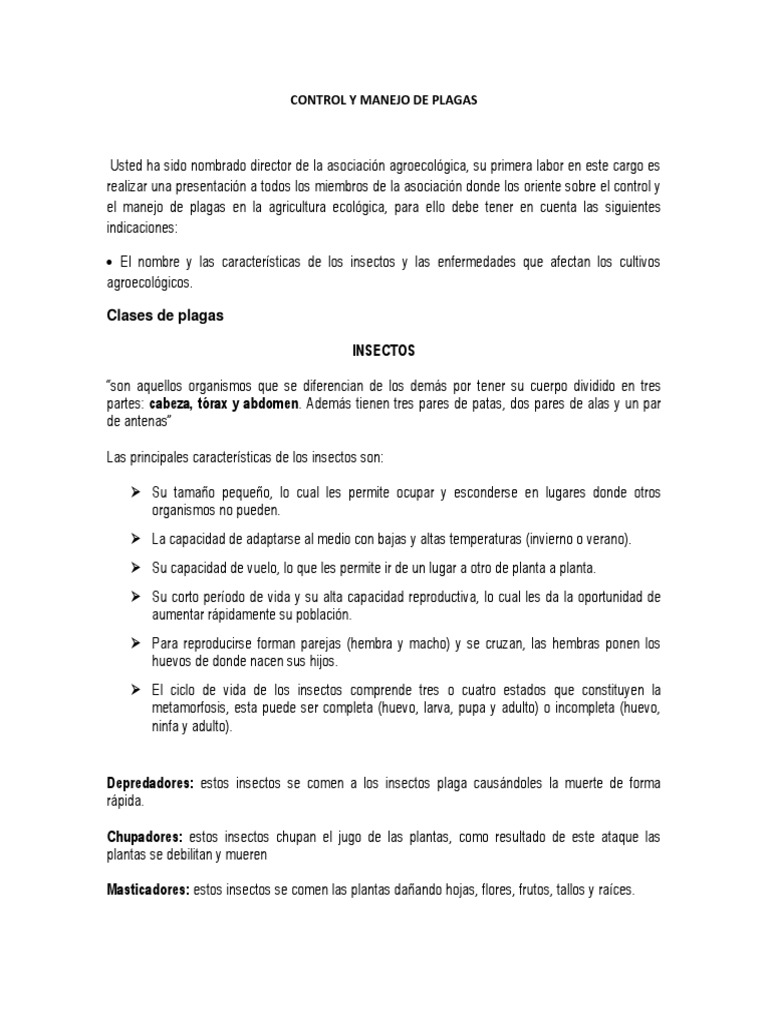 Control y Manejo de Plagas Ecológicas | PDF | Insectos | Plaga (organismo)