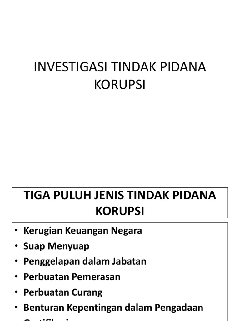 Investigasi Tindak Pidana Korupsi Dan Pengadaan