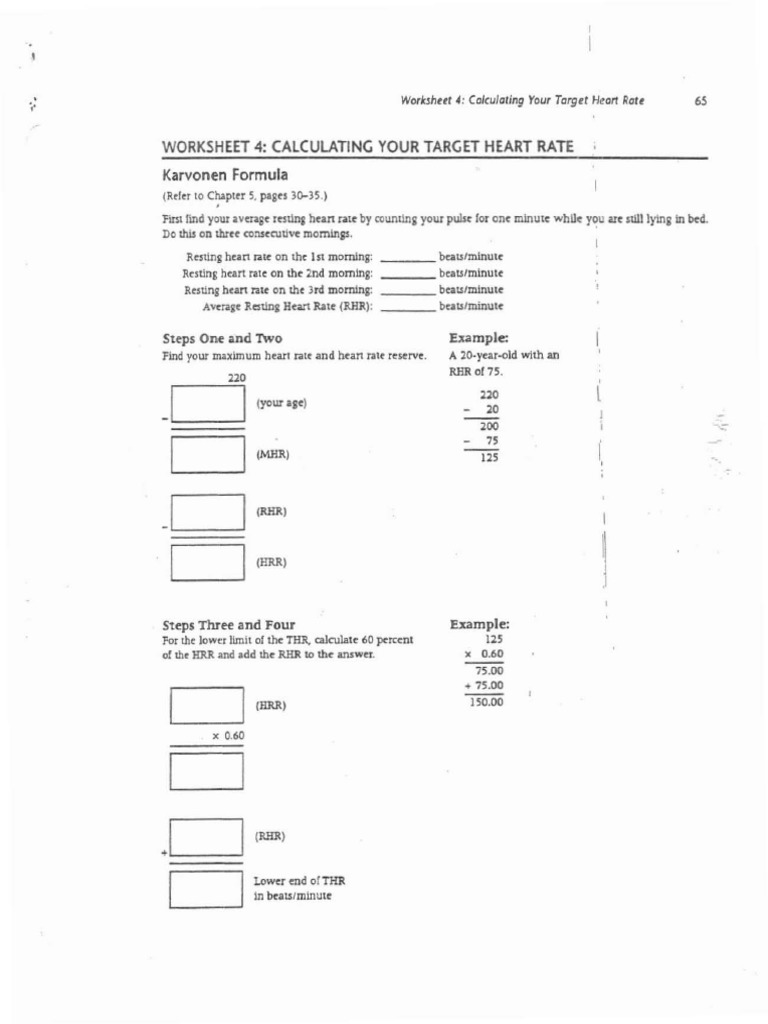Karvonen_Formula_Worksheet.pdf | Heart Rate | Symptoms And Signs