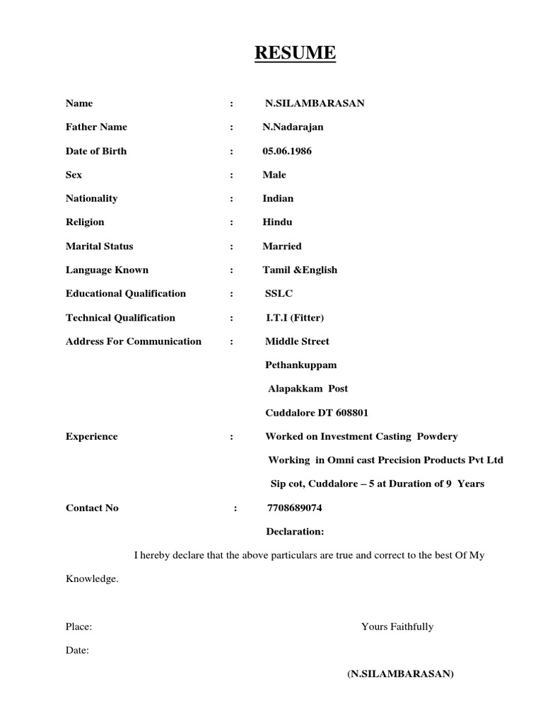resume-i-hereby-declare-that-the-above-particulars-are-true-and